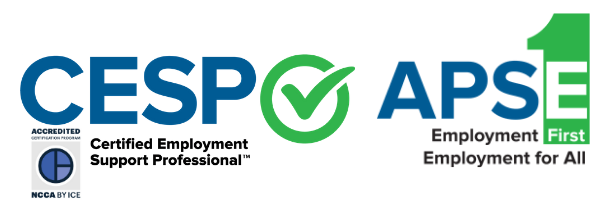 NCCA logo for accredited program, CESP logo, APSE logo.